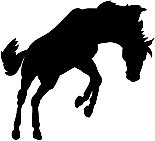 Bucking horse silhouette vinyl sticker. Customize on line.      Animals Insects Fish 004-1087  